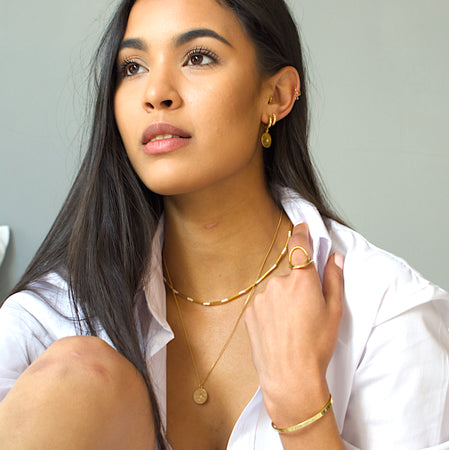 Opal coin necklace